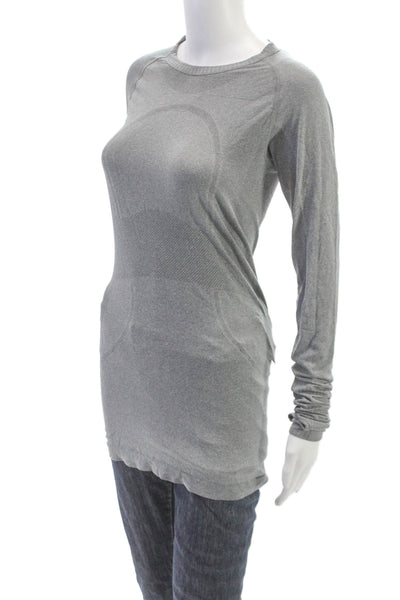 Lululemon Womens Basic T-Shirt Gray Viscose Long Sleeve Crew Neck Size 6