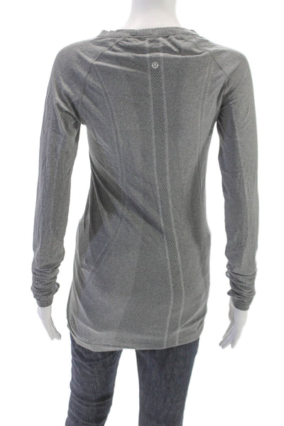 Lululemon Womens Basic T-Shirt Gray Viscose Long Sleeve Crew Neck Size 6