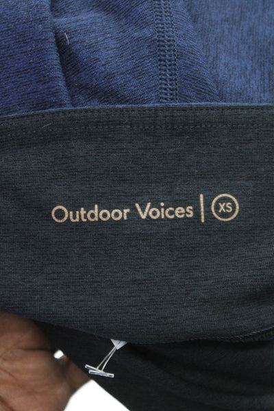 Outdoor Voices Womens Blue Colorblock Ankle Leggings Polyester Size XS