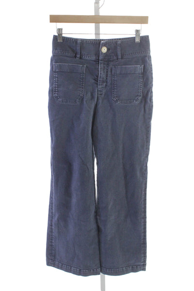 Masscob Womens Wide-Leg High Rise Blue Cotton Jeans Button Size 34
