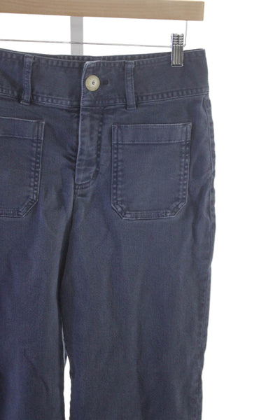 Masscob Womens Wide-Leg High Rise Blue Cotton Jeans Button Size 34