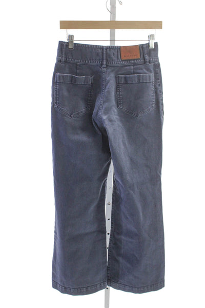 Masscob Womens Wide-Leg High Rise Blue Cotton Jeans Button Size 34