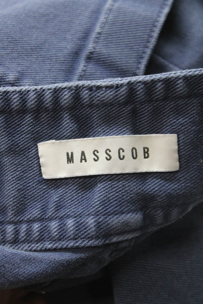 Masscob Womens Wide-Leg High Rise Blue Cotton Jeans Button Size 34