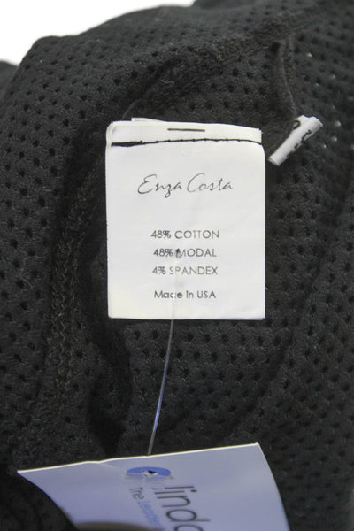 Enza Costa Women Maxi Dress Black Sleeveless Round Neck Full Length Size XS