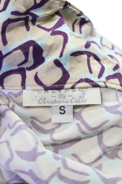 Calypso Christiane Celle Womens Shirt Dress Ivory V Neck Size S