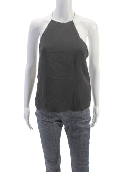 Cami NYC Womens Silk Halter Top Black Petites Sleeveless Size S