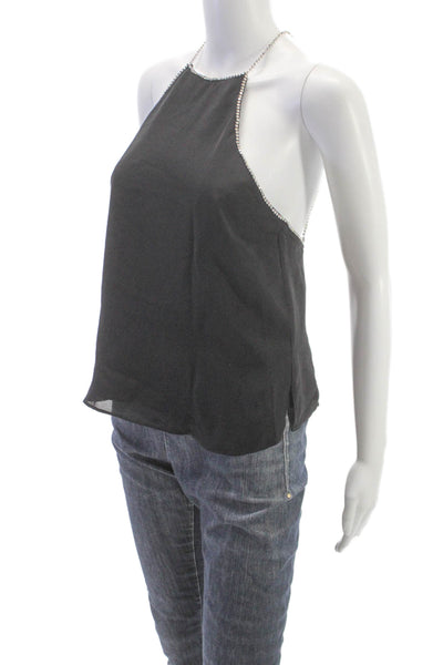 Cami NYC Womens Silk Halter Top Black Petites Sleeveless Size S