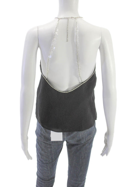 Cami NYC Womens Silk Halter Top Black Petites Sleeveless Size S