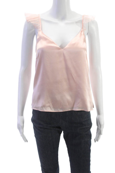 Cami NYC Women Silk V Neck Tank Pink Sleeveless Petite Size S