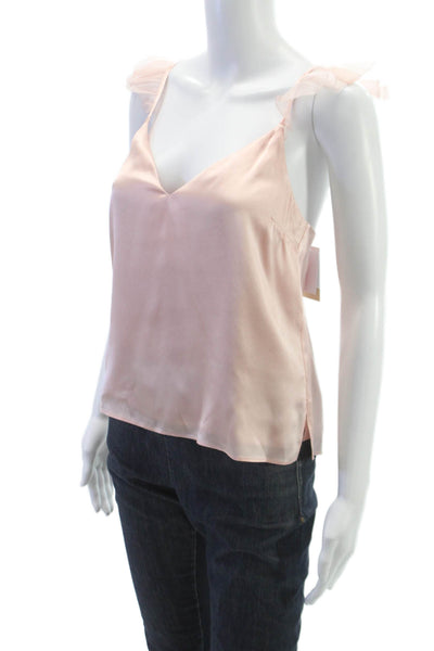 Cami NYC Women Silk V Neck Tank Pink Sleeveless Petite Size S