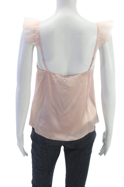 Cami NYC Women Silk V Neck Tank Pink Sleeveless Petite Size S