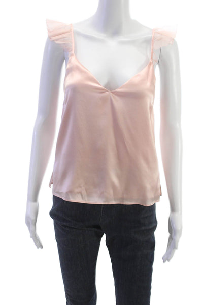 Cami NYC Women Silk V Neck Tank Pink Sleeveless Size 2XS