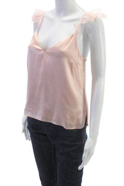 Cami NYC Women Silk V Neck Tank Pink Sleeveless Size 2XS