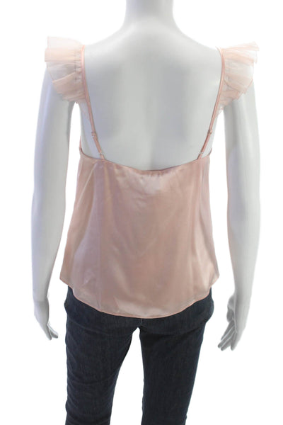 Cami NYC Women Silk V Neck Tank Pink Sleeveless Size 2XS