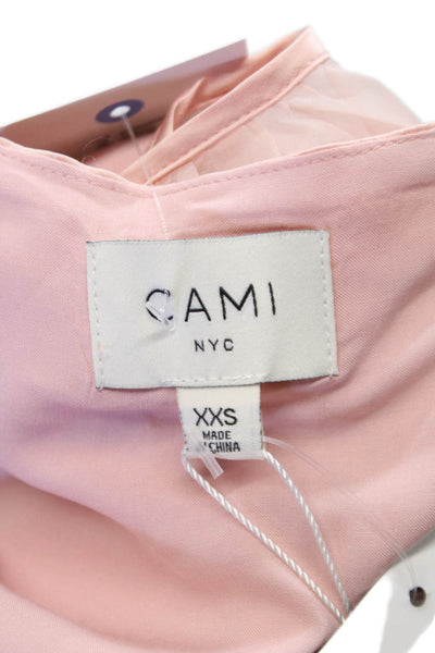 Cami NYC Women Silk V Neck Tank Pink Sleeveless Size 2XS