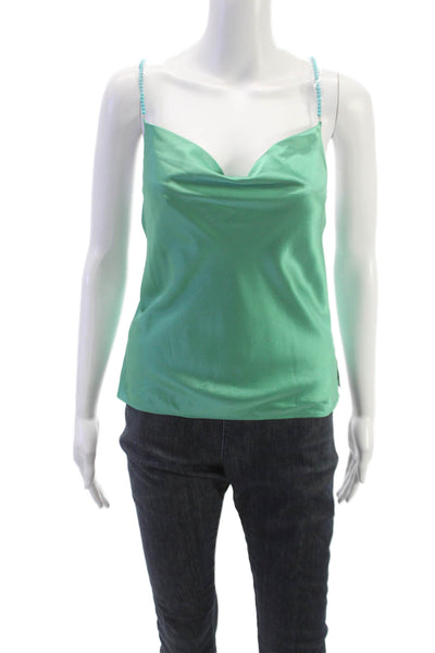Cami NYC Womens Silk Cowl Neck Tank Green Sleeveless Pullover Size 2XS