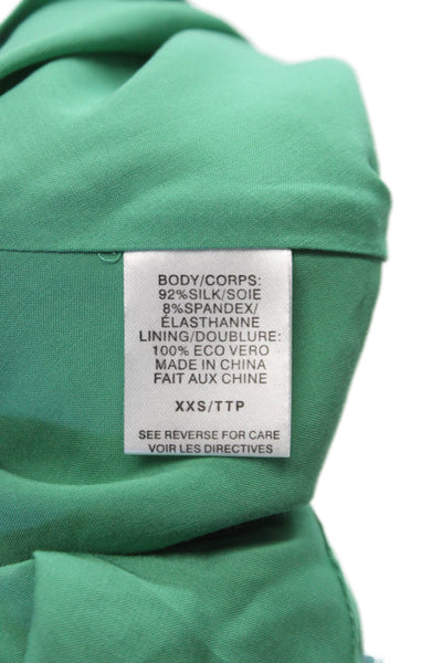 Cami NYC Womens Silk Cowl Neck Tank Green Sleeveless Pullover Size 2XS