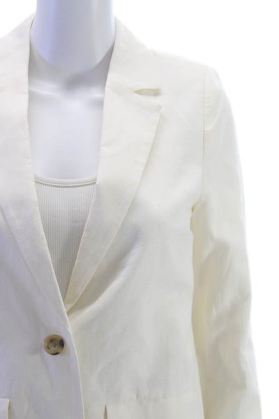 Cami NYC Women Basic Jacket Ivory Linen Cotton Button Long Sleeve Size XS