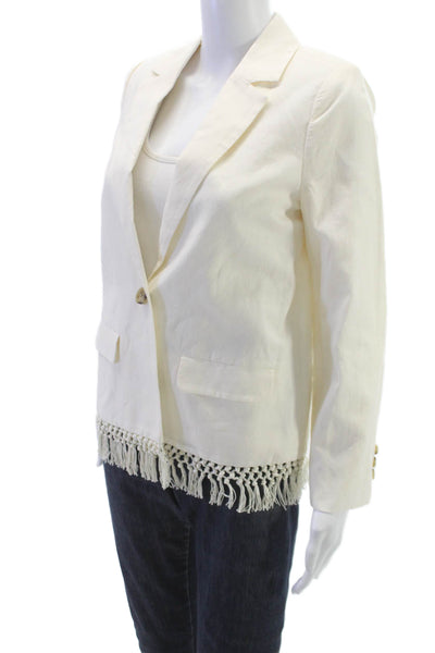 Cami NYC Women Basic Jacket Ivory Linen Cotton Button Long Sleeve Size XS