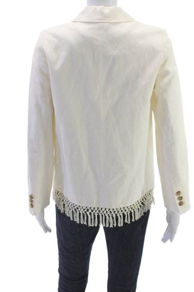 Cami NYC Women Basic Jacket Ivory Linen Cotton Button Long Sleeve Size XS
