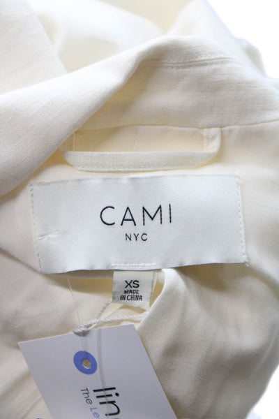 Cami NYC Women Basic Jacket Ivory Linen Cotton Button Long Sleeve Size XS