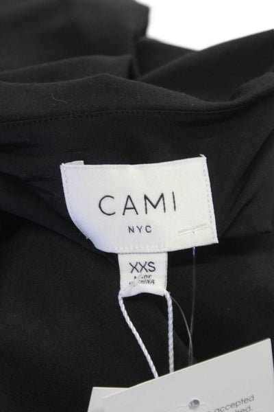 Cami NYC Womens Basic Blouse Black Polyester Round Neck Long Sleeve Size 2XS