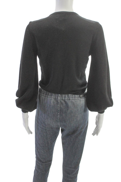 Cami NYC Women Merino Wool V Neck Cardigan Black Long Sleeve Size S