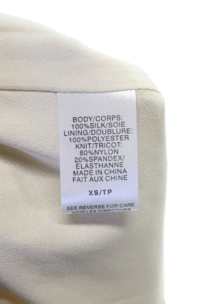 Cami NYC Women Basic Silk Ivory V-Neck Long Sleeve Button Blouse Size XS