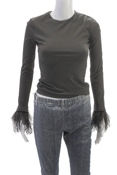 Cami NYC Womens Basic Black Polyester Long Sleeve Round Neck Blouse Size XS