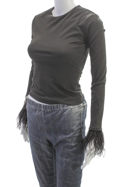 Cami NYC Womens Basic Black Polyester Long Sleeve Round Neck Blouse Size XS