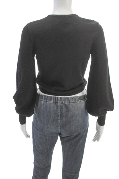 Cami NYC Womens Merino Wool V-Neck Long Sleeve Cardigan Black Size 2XS