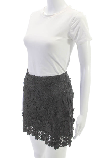 Cami NYC Womens Black Floral Mini Skirt Zip Polyester Size 0