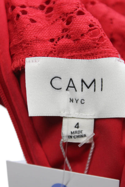 Cami NYC Womens Corselette Bodysuit Red Floral Sweetheart Neck Sleeveless Size 4