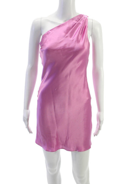 Cami NYC Womens Sheath One Shoulder Silk Mini Dress Pink Size 2XS
