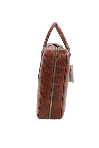 Tardini Unisex Genuine American Alligator Zip Around Brief Case Sport Rust