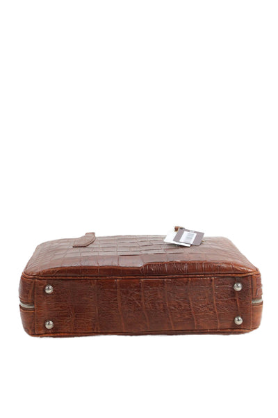 Tardini Unisex Genuine American Alligator Zip Around Brief Case Sport Rust