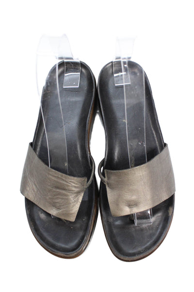 Donald J Pliner Womens Leather Slip On Platform Wedge Sandals Shoes Brown Size 7