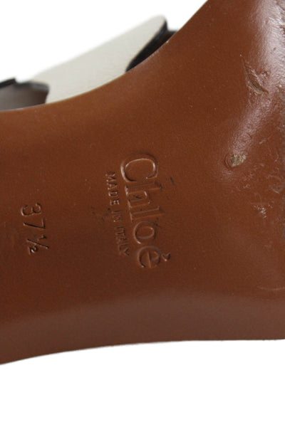 Chloe Womens Leather Scalloped Detail Heels Sandals Shoes Brown Size 7.5