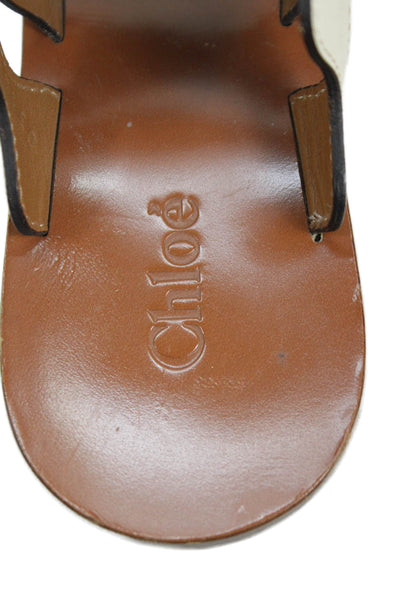 Chloe Womens Leather Scalloped Detail Heels Sandals Shoes Brown Size 7.5