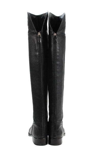 Tory Burch Womens Leather Embossed Over Knee High Boots Shoes Black Size 7M