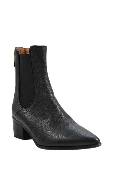 M.Gemi Womens Leather Pointed Toe Ankle Boots Shoes Black Size 7.5