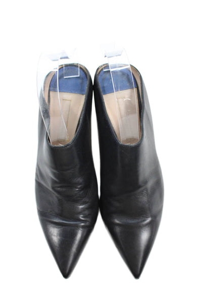 Stuart Weitzman Womens Leather Pointed Toe Mules Shoes Black Size 7.5