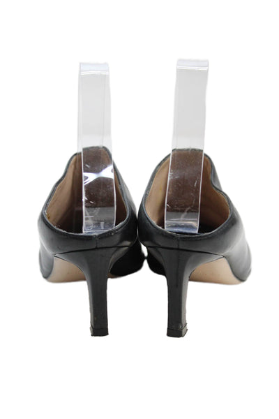 Stuart Weitzman Womens Leather Pointed Toe Mules Shoes Black Size 7.5