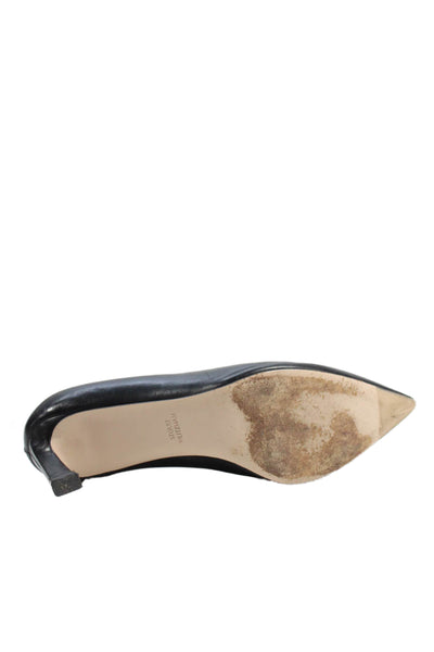 Stuart Weitzman Womens Leather Pointed Toe Mules Shoes Black Size 7.5