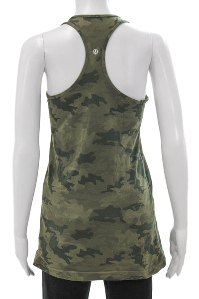 Lululemon Women Basic Sleeveless Scoop Neck Camo Tank Nylon Pullover Size 8
