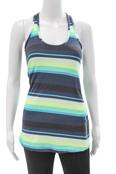 Lululemon Women Multicolor Striped Scoop Neck Sleeveless Tank Nylon Size 6