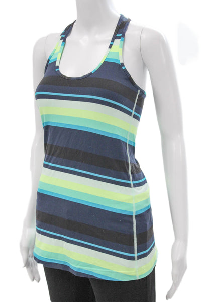 Lululemon Women Multicolor Striped Scoop Neck Sleeveless Tank Nylon Size 6