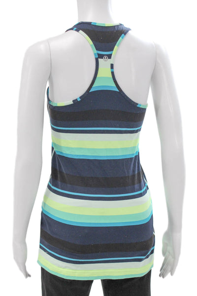 Lululemon Women Multicolor Striped Scoop Neck Sleeveless Tank Nylon Size 6