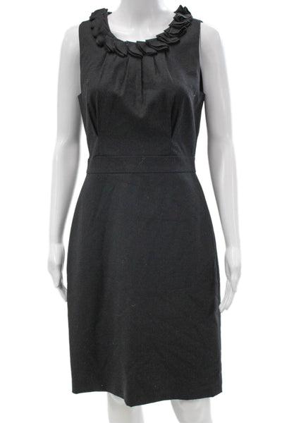 J Crew Women Sheath Dress Gray Wool Sleeveless Zip Round Neck Size 4