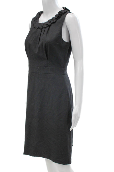 J Crew Women Sheath Dress Gray Wool Sleeveless Zip Round Neck Size 4